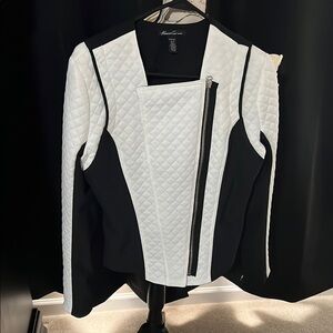 Kenneth Cole Black and White Asymmetrical Blazer
